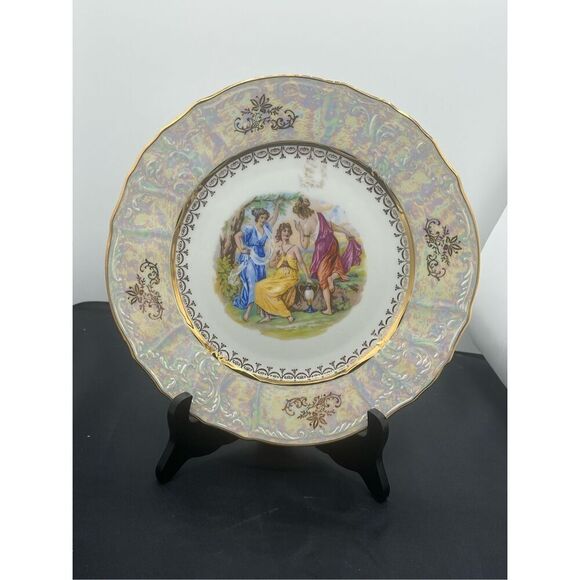 Antique Carlsbad The Three Graces Czech Republic Cabinet Plate Pearlized .   Thi - Picture 1 of 4